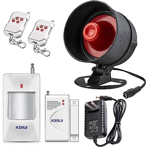 Alarmanlage Haus Set mit 115 dB Sirene, Bewegungssensor, Türfenstersensor und Fernbedienung Mehr DIY, 9V Fensteralarm Sirene für Lager, Geschäfte, Haus