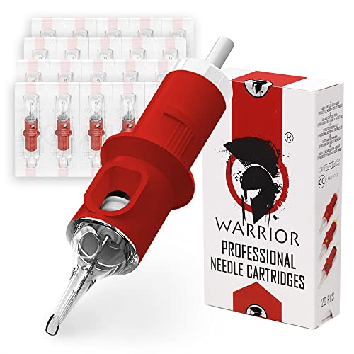 WARRIOR Red Tattoo Patronen Nadeln Professionelle für Augenbrauen Lippen Sterilisierte mit E.O Gas Cartridge Round Liner 316L Chirurgischer Stahl Einweg Permanent Make-up (0.25mm-0803RL)