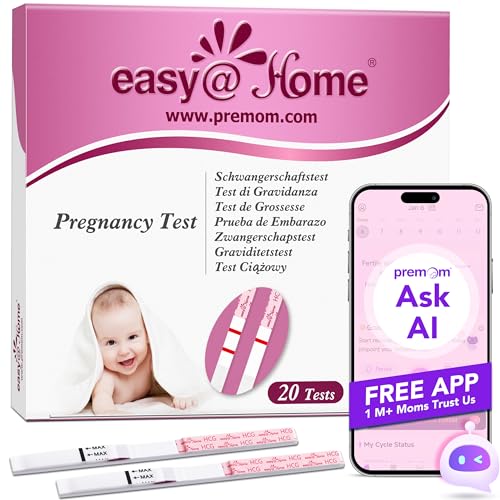 Easy@Home 20 x Schwangerschaftstest Frühtest 10 mIU/ml, Ergebnisse 5 Tage Früher, Empfindlich Frühschwangerschaftstest SST über 99% Genauigkeit (20 HCG Test)
