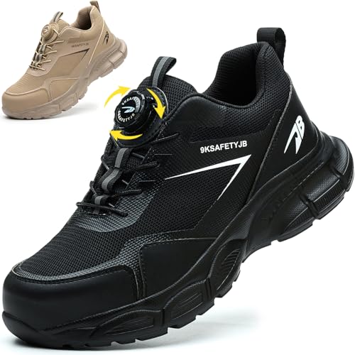 XIEHX Sicherheitsschuhe Arbeitsschuhe Herren Damen Leicht Stahlkappenschuhe Atmungsaktiv Industrielle Arbeitsschuhe mit Drehschnallen Schnürsenkeln