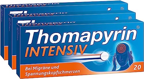 Thomapyrin INTENSIV Tabletten 3 x 20 Stück inclusive einer Handcreme von vitenda - bei intensiveren Kopfschmerzen & Migräne