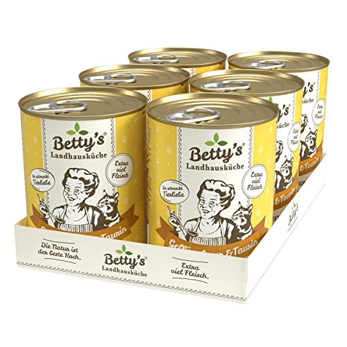 Boswelia Betty's Landhausküche Dose Nassfutter Katze, getreidefrei, beste Qualität, hochwertiges Fleisch, schonend gegart, für alle Katzenrassen geeignet, Geflügel PUR 6 x 400 g