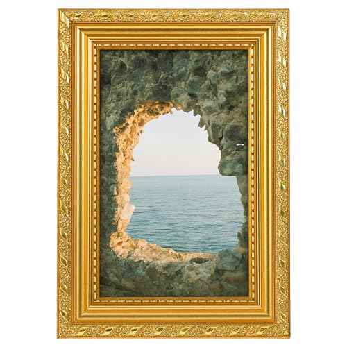 SongBuydn 1 Goldener Bilderrahmen Vintage A4, Eleganter Wand- und Tischschmuck für Fotos, Urkunden und Kunstwerke, Barock