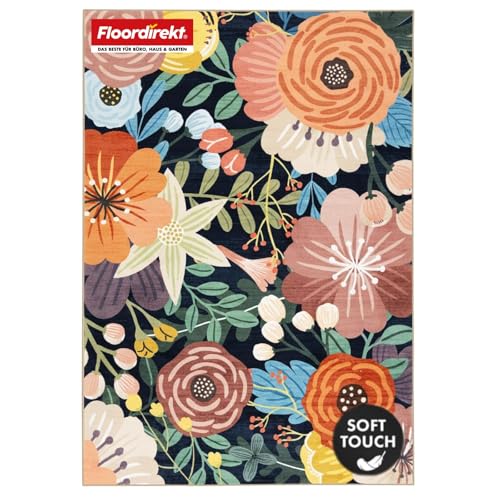 Floordirekt Kurzflor Teppich 160x230 cm – Waschbarer Rutschfester Teppich, Für Wohnzimmer, Kinderzimmer & Flur, Tropica