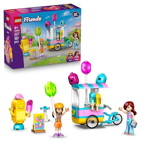 LEGO Friends EIS- und Luftballonstand - Spielzeugladen mit Fahrrad, 2 Mini Puppen, Spielzeug Lebensmittelzubehör & EIS-am-Stiel-Maskottchen - Geburtstagsgeschenk für Mädchen ab 6 Jahren - 42692