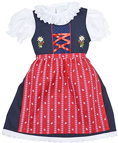 Schrammel Kinderdirndl Kindertrachten (98-104, Blau-Rot)