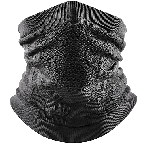 WTACTFUL Schlauchschal Herren Halbe Sturmhaube Motorrad Halstuch Herren Halswärmer Ski Mask Skimaske Halsschlauc Neck Gaiter Motorrad Gesichtsmaske für Winter Laufen Skifahren Snowboarden Alle Schwarz
