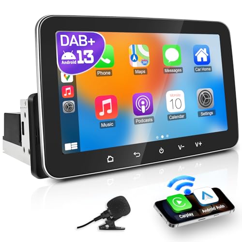 PORMIDO Autoradio mit Bildschirm DAB+, 7 Zoll 1 Din Android 13 Apple CarPlay Android Auto Touch Screen Display, Wireless Car Play Radio mit Bluetooth WiFi Navi MirrorLink FM RDS GPS SWC USB EQ