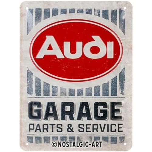 Nostalgic-Art Retro Blechschild, 15 x 20 cm, Audi – Garage – Geschenk-Idee für Audi-Zubehör Fans, Original Lizenzprodukt (OLP), aus Metall, Vintage Design, Blechschilder Sprüche