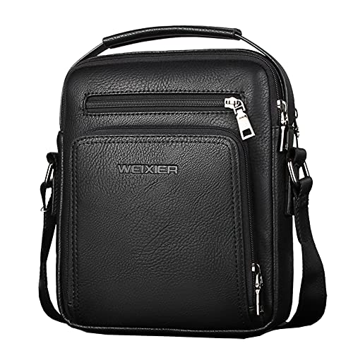 A-QMZL Umhängetasche Herren Schultertasche Herrentasche klein Vintage Messenger Bag Herrenhandtasche Crossbody Bag Handtasche PU Leder Schultertasche für Männer (schwarz)