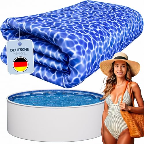poolomio® Poolinnenfolie blau Marmor für Rundbecken 360 x 110 cm | 0,35 mm Stärke | Innenhülle Pool aus hochwertigem PVC | Ersatzfolie mit 10 cm Überlappung