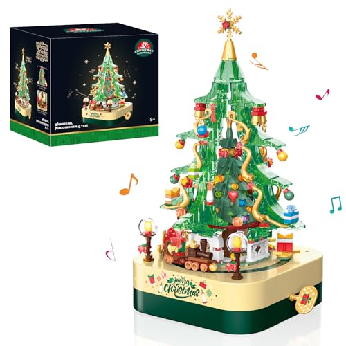 yzvey Weihnachten Spieluhr Bausteine, 558 Stück Weihnachtsbaum Weihnachten Geschenke Spielzeug für Erwachsene und Kinder ab 8+ Jahren
