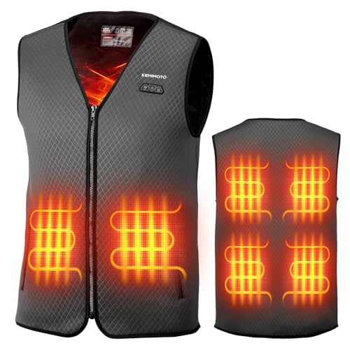 KEMIMOTO Beheizbare Weste Herren, Beheizte Weste mit 8 Heizzonen, 3 Einstellbare Wärmestufe, USB Eletriksche Heizweste für Skifahren, Angeln, Motorrad, Camping, Outdoor Ativitäten