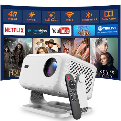 VNEIMQN 2025 Neuer Upgraded Full HD 1080P Beamer, 25000 Lumens, 4K Unterstützung, Android 13, WiFi 6＆ Bluetooth 5.2, automatische Trapezkorrektur, 180° schwenkbarer Heimkino Beamer