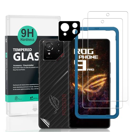 Ibywind 2 Stück Panzer Schutz Glas für Asus ROG Phone 9 Pro 5G,mit 1 Stück Metall Kameraschutz,1 Stück Rückseitenfolie,9H Härte Schutzfolie,Blasenfrei