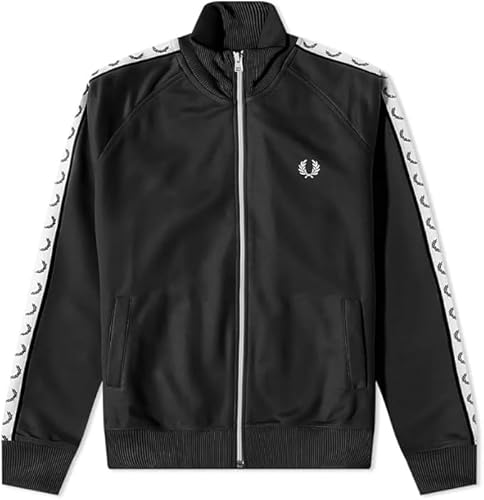 Fred Perry Taped Track Jacket, Schwarz , Large