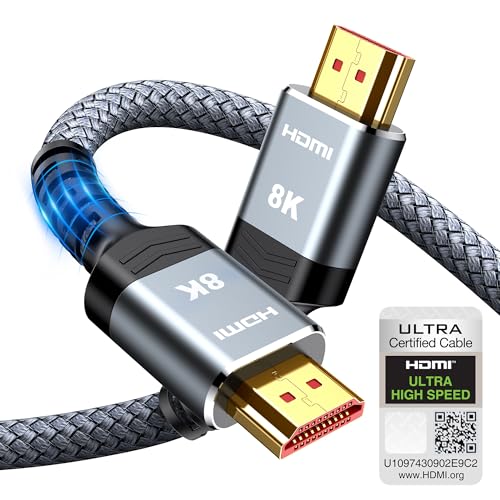 SNOWKIDS HDMI 2.1 Kabel 2meter Zertifiziertes, HDMI Kabel 10K 8K 48Gbps Highspeed 8K@60Hz 4K@120Hz 7680P DTS:X,HDCP 2.3,HDR 10,eARC, Kompatibel mit PS/5/4/3 HDTV Monitor