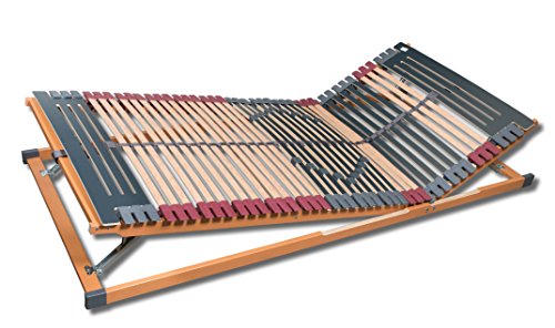 7 Zonen Lattenrost Rhodos® KF, Kopf- und Fußteil verstellbar, 44 Leisten, Querholme BUCHE massiv, Mittelgurt, fertig montiert, TÜV/GS Gesichert Geprüft ID 111121290, 90 x 200 cm