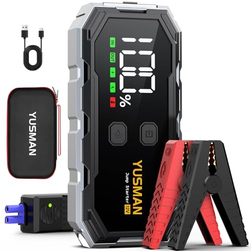 YUSMAN Starthilfe Powerbank für PKW | 8000A Autobatterie Booster für alle Fahrzeuge & 10.0L Diesel mit LED-Taschenlampe, Großdisplay & Springkabel – Ideal für SUV, Motorräder, Rasenmäher