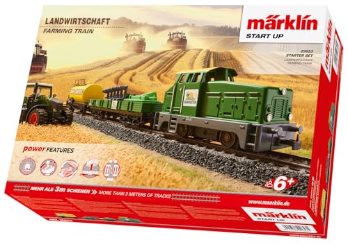 Märklin 29653 Start up Startpackung „Landwirtschaftszug“ – Modelleisenbahn Spur H0, digital, mit Gleisoval, Weichen, Landmaschinen & Märklin Power Control Stick – Einsteiger & Familien