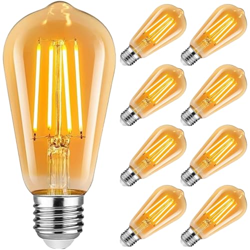 Dahanky 8Stück Edison Vintage Glühbirne, E27 4W LED Glühbirne Vintage Antike Glühbirne, LED Lampe Warmweiß 2700K 470LM Licht Beleuchtung für Nostalgie Haus Café Bar Restaurant