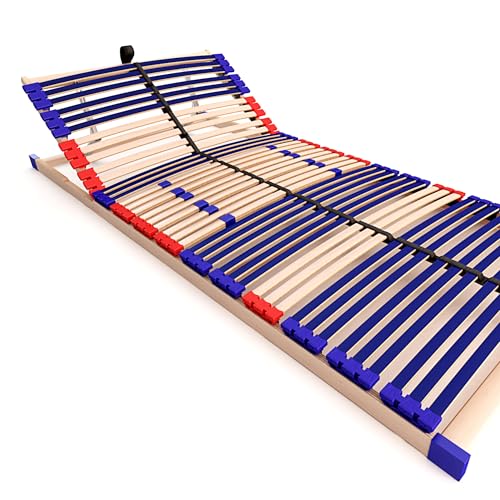 Stabiler Lattenrost 100% BUCHE Lattenrahmen - Kopfteil verstellbar - SCHULTERFRÄSUNG, 7 Zonen, 42 Federleisten, Härte-Regulierung, Mittelgurt - Vario Sleep Best 42® unmontiert (120x200cm)