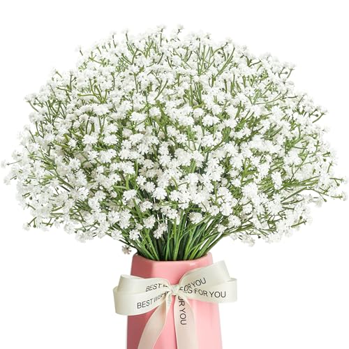 Der Rose 12 Stück Schleierkraut Künstlich Weiß Wie Echt Kunstblumen, UV-beständig Flexible Künstliche Blumen DIY für Frühling, Hochzeit, Aesthetic Raumgestaltung und Home Decor