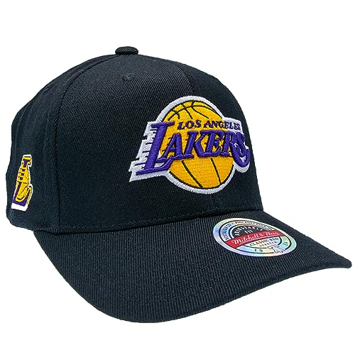 Mitchell & Ness NBA Curved Eazy Snapback Basecap - Los Angeles Lakers, schwarz, Einheitsgröße, verstellbar, Herren, Frauen, Kinder, Unisex, Frühling, Sommer, Herbst, Winter