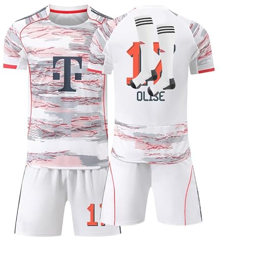2025/26 New Bayern Trikot Kinder, Home Away Red White Bavaria Football Jersey, Sports Outdoor Soccer Quick-Dry Lightweight Breathable Tracksuit, Fussball Jungen , T-Shirt, Shorts and Socks Outfit