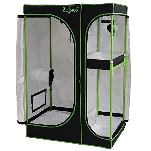 Zelsius Growzelt MyHomeGrow 2-in-1 Grow Tent | Indoor Growroom | schwarz grün | Growroom Growschrank Darkroom Pflanzenzelt Gewächshaus Zuchtzelt (120 x 90 x 145 cm)