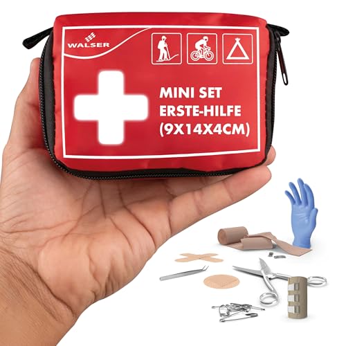 WALSER Premium Mini Erste Hilfe Set 2026, wasserfestes Notfall-Set Outdoor/Camping/Fahrrad, 31-teiliges Reiseapotheke Set, kompaktes Erste Hilfe Set Outdoor, Mini Verbandskasten 2026, First Aid Kit