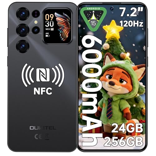 OUKITEL C68 Plus Handy Ohne Vertrag - 24GB+256GB 6000mAh Akku Smartphone Ohne Vertrag 64MP+8MP 7,2 Zoll 120Hz Display mit 1,81