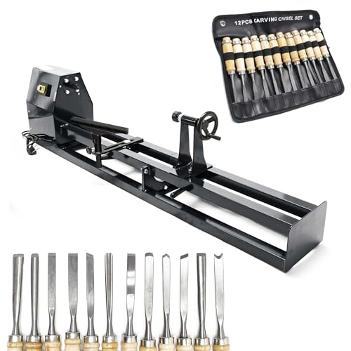 Drechselbank 350W & Schnitzeisen-Set 12tlg. u.a. mit Flachbeitel & Hohlbeitel
