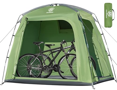 EVER ADVANCED Fahrradzelt für 2-3 Fahrräder, Fahhrradgarage 200x120x165cm, PU 4000MM Wasserdicht Gerätezelt für Fahrräder, Motorräder, Gartenwerkzeuge, Tragbarer Kompakter Fahrradschuppen für Freien