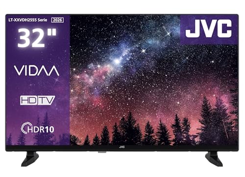 JVC Fernseher 32 Zoll Smart TV VIDAA HD-Ready HDR Fernseher mit 80 cm Bildschirmdiagonale und integriertem Triple-Tuner, LED TV LT-32VDH2555 (2026)