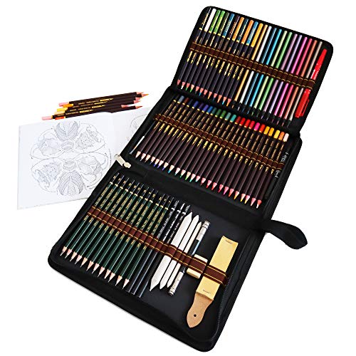 72pcs Buntstifte Set,Professionell Bleistift Zeichnen Set für Skizzieren Malset Set inklusive farbstift, Graphit und Kohle-Bleistifte und -Zubehör,Ideales schulbedarf künstlerbedarf für Anfänger