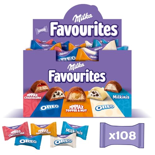 Milka Favourites – Pralinen-Mix aus 5 beliebten Sorten, 108 einzeln verpackte Pralinen – 1kg