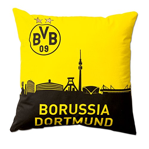 Borussia Dortmund, BVB-Kissen mit Skyline, Schwarz / Gelb, 40x40cm, 1 St?ck (1er Pack)