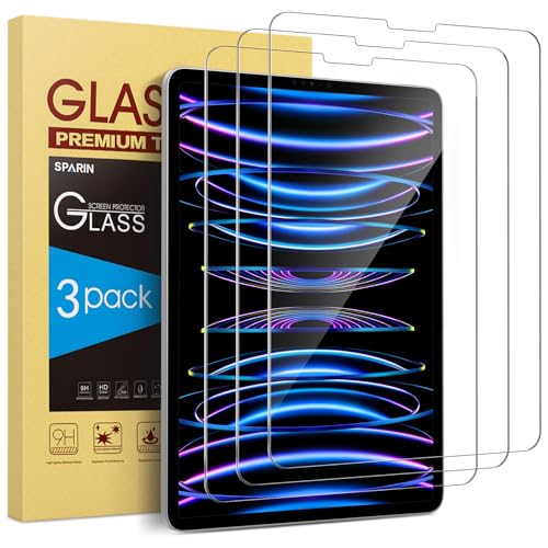SPARIN Panzer Schutz Glas für iPad Pro 11 Zoll 2022/2021/2020, iPad Air 5. Generation 2022 und iPad Air 4 2020, 9H Härte Schutzfolie, Kratzfest, 3 Stück
