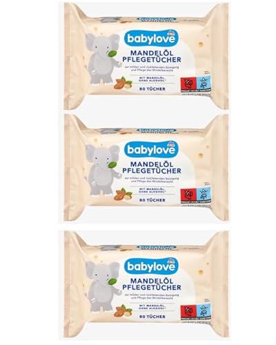 babylove Pflegetücher Mandelöl, (3x80 Stück) Multi Pack