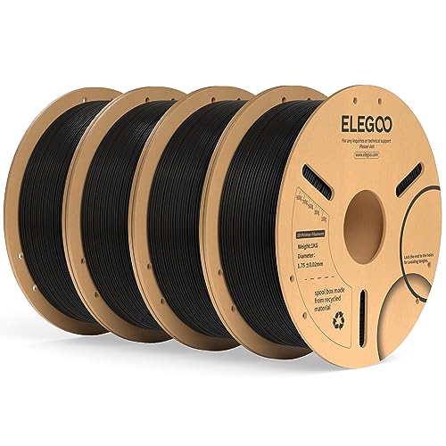 ELEGOO PLA+ Filament 1.75mm Schwarz 4KG, PLA Plus 3D Drucker Filament, Härter und Stärker Filament-3D-Druckmaterialien, Maßgenauigkeit +/-0,02mm, Kompatibel mit Meisten 3D Printer(4KG/Spool, 8.8lbs)