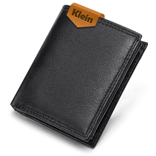 FOMAX Geldbörse Herren Leder Klein Portmonee Echtleder, Geldbeutel mit RFID Schutz, 11 Kartenfächer Hochformat Portemonnaie mit Münzfach, Schwarz