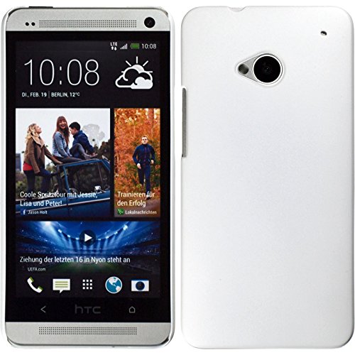 PhoneNatic Case kompatibel mit HTC One - Hülle weiß Hard-case + 2 Schutzfolien