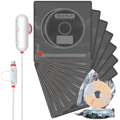 Vacbird 3D Drucker Zubehör Vakuum Kit, 10er 3D Filament Schwarz Vakuumbeutel mit USB-Pumpe(30 * 34cm) Kann Sonnenlicht blockieren für 3D Drucker Glühfaden Lagerung, Schutz Filament von Feuchtigkeit