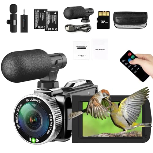 4K Videokamera 48MP 60FPS Camcorder für YouTube, FHD1080P Video Vlogging Kamera Recorder /18X Digital Zoom /3.0'' 270°Rotation IPS Bildschirm Kamera Camcorder, mit Fernbedienung 2 Batterien/SD Karte