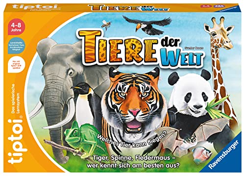 Ravensburger tiptoi Spiel 00171 Tiere der Welt, Erkenne die Tiere anhand ihrer Eigenschaften, Lernspiel für 1-4 Kinder von 4-8 Jahren