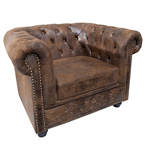 invicta INTERIOR Edler Chesterfield Sessel Antik braun mit Knopfheftung Wohnzimmersessel Fernsehsessel Polstersessel