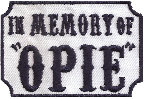 Patches Aufnäher SOA in Memory of OPIE Sons of Anarchy Biker Rankpatch Samcro Men of Mayhem Motorcycle Club DIY Aufbügler Motorrad Abzeichen zum aufbügeln Aufkleber Applikation Iron on Patch 90x60mm
