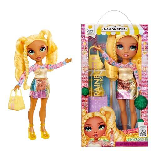 Rainbow High My Fashion Style Doll - Sunny - 28 cm Gelbe Modepuppe mit Aufsehenerregendem Outfit und Schicker Handtasche, zum Spielen, Bewegen, Sammeln, Für Kinder von 4 bis 12 Jahren