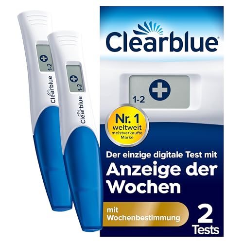 Clearblue Schwangerschaftstest Frühtest digital, Pregnancy Test, 2x Frühschwangerschaftstests / Schwangerschaftsfrühtests mit Wochenbestimmung, Schwangerschaft bestimmen, 25 mIU/ml